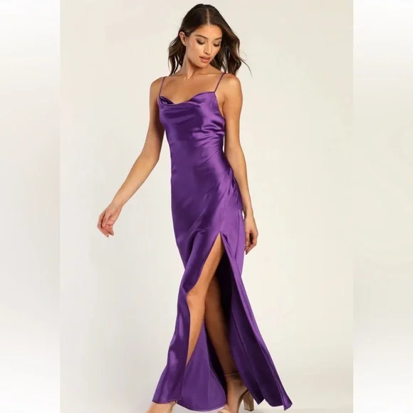 purple satin zara dress ASYMMETRIC SATIN MIDI DRESS - Purple